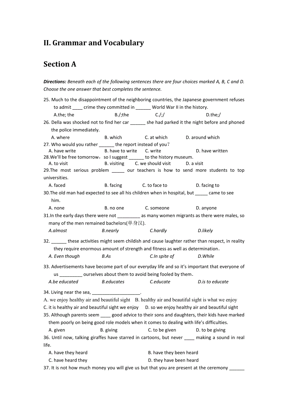 上海市普陀区2012届高三第一学期期末考试英语试题.doc_第3页