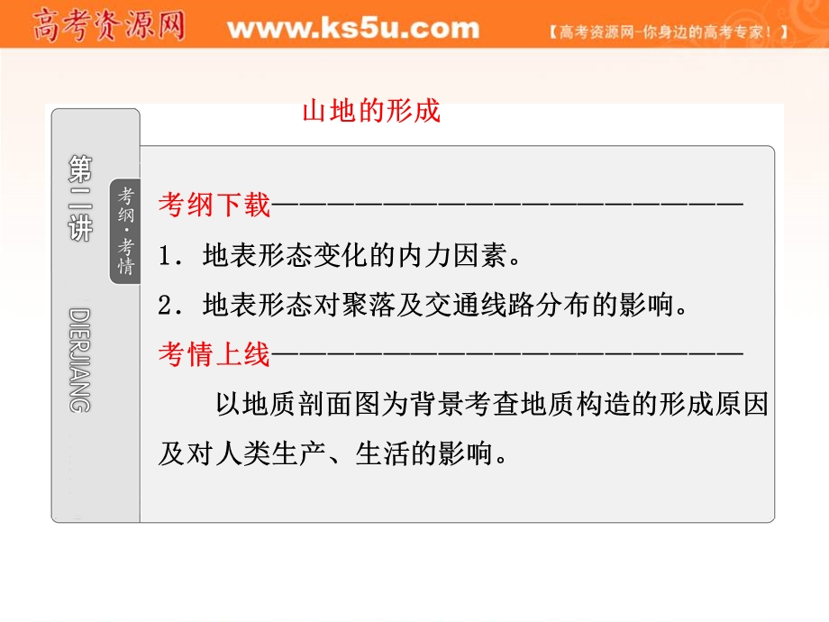 2012届高考地理一轮复习课件：第一部分第四章第二讲山地的形成.ppt_第1页