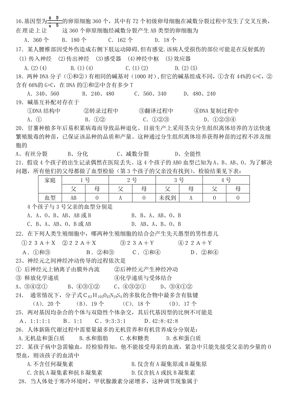 上海市杨思中学2007-2008学年高三上学期期中考试（生物）.doc_第2页