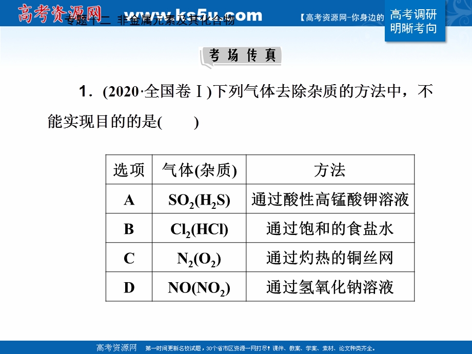 2021届新高考化学二轮（选择性考试）专题复习课件：专题十二 非金属元素及其化合物 .ppt_第2页