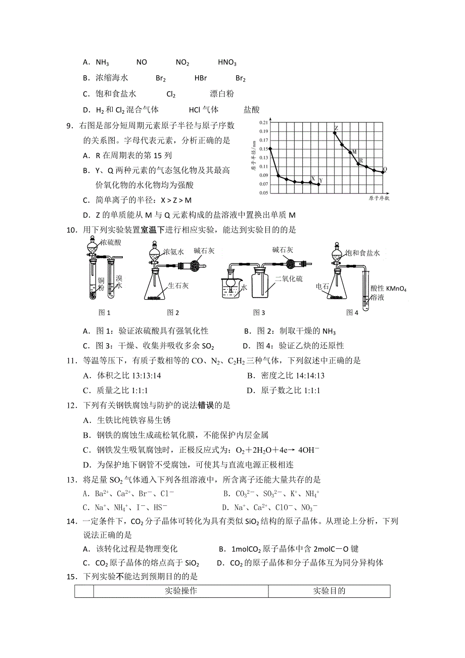 上海市杨浦区2015届高三下学期学业质量调研化学试题 WORD版含答案.doc_第2页