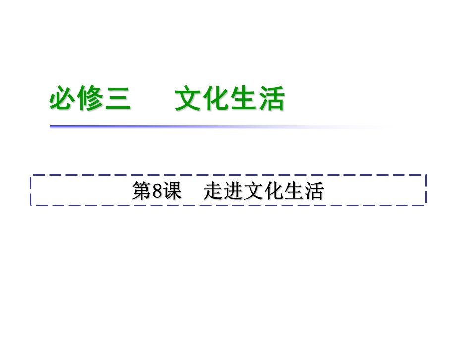 2013届高考政治一轮复习课件：4.8 走进文化生活（新人教必修3）.ppt_第1页