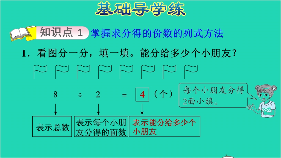 2022二年级数学下册 第2单元 表内除法（一）第4课时 除法算式的含义（每几个为一份求能分几份）习题课件 新人教版.ppt_第3页