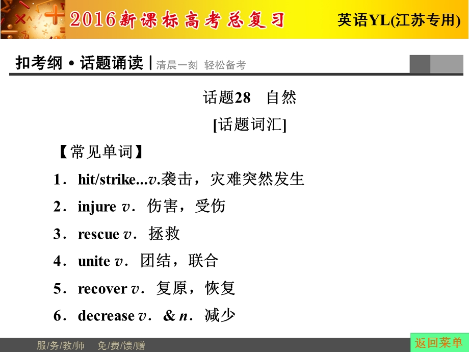 2016届高考英语总复习（译林版江苏专用）课件 选修9 UNIT 1~2 .ppt_第2页