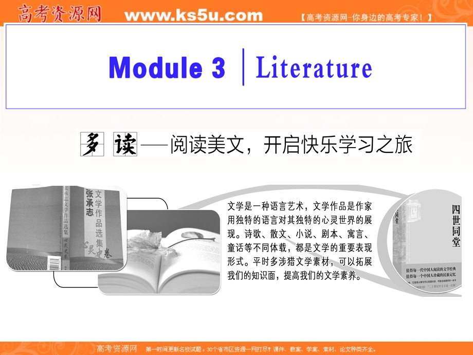 2019-2020学年外研版高中英语必修七培优课件：MODULE 3 LITERATURE SECTION Ⅰ .ppt_第1页