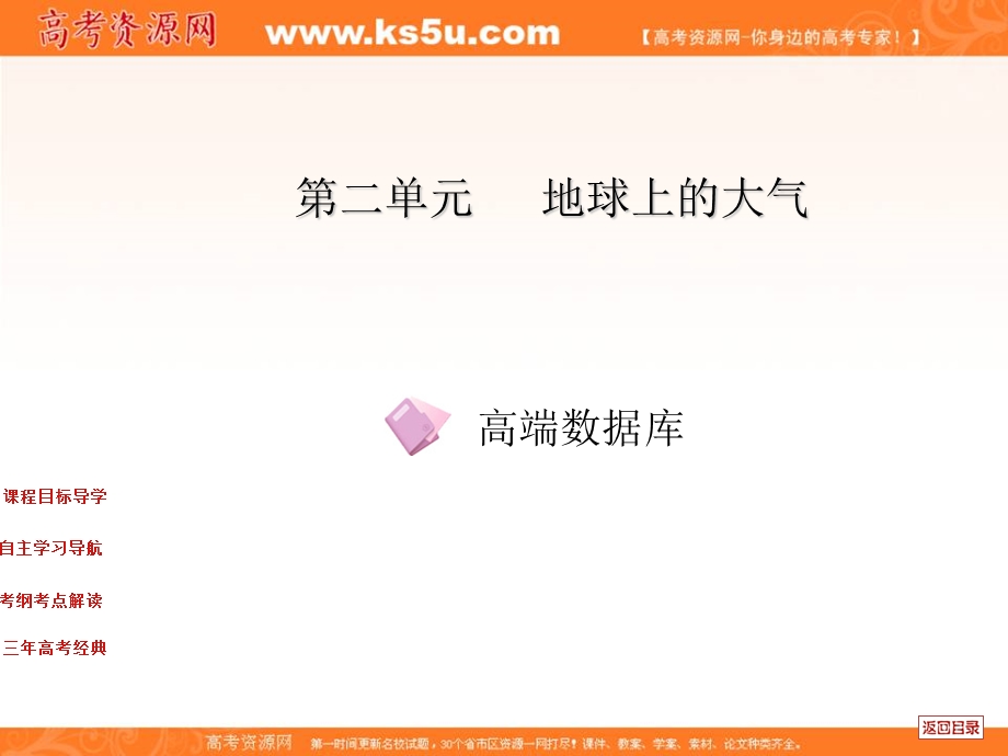 2012届高考地理中原首辅一轮复习课件：第二单元 地球上的大气元首.ppt_第1页