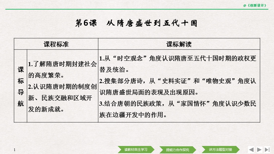 2019-2020学年度高中历史中外历史纲要（上）课件：第6课 从隋唐盛世到五代十国 .pptx_第1页