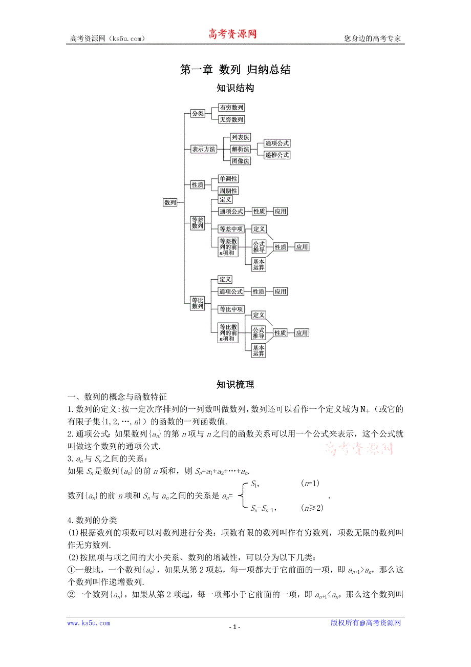 12-13学年高二数学：第一章 数列 归纳总结1 学案（北师大版必修5）.doc_第1页