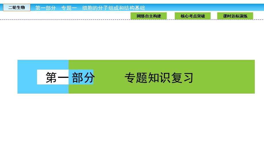 2017年春高三生物大二轮专题复习课件：专题一细胞的分子组成和结构基础1.ppt_第1页