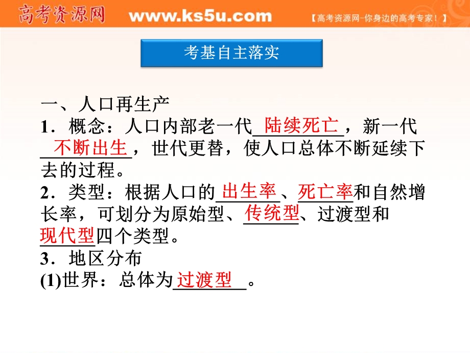 2012届高考地理优化方案大一轮复习课件：第31讲 人口再生产和人口数量与环境及环境人口容量（人教版）.ppt_第3页