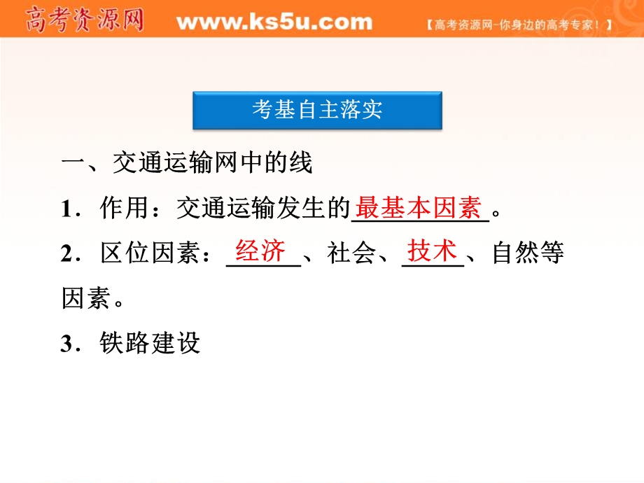 2012届高考地理优化方案大一轮复习课件：第27讲 交通运输网中的线和点与城市交通运输（人教版）.ppt_第3页