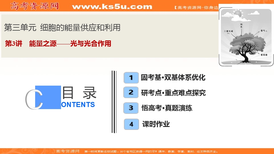 2020年高考人教版生物一轮复习课件：第三单元 第3讲　能量之源——光与光合作用 .ppt_第1页