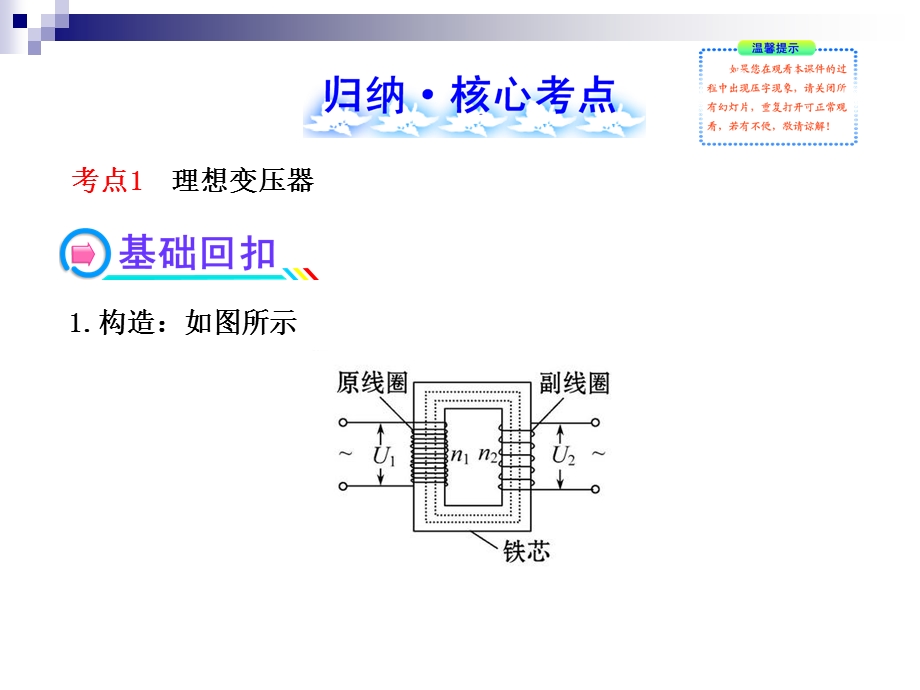 2013届高三物理一轮复习课件：10.2变压器远距离输电（人教版）.ppt_第2页