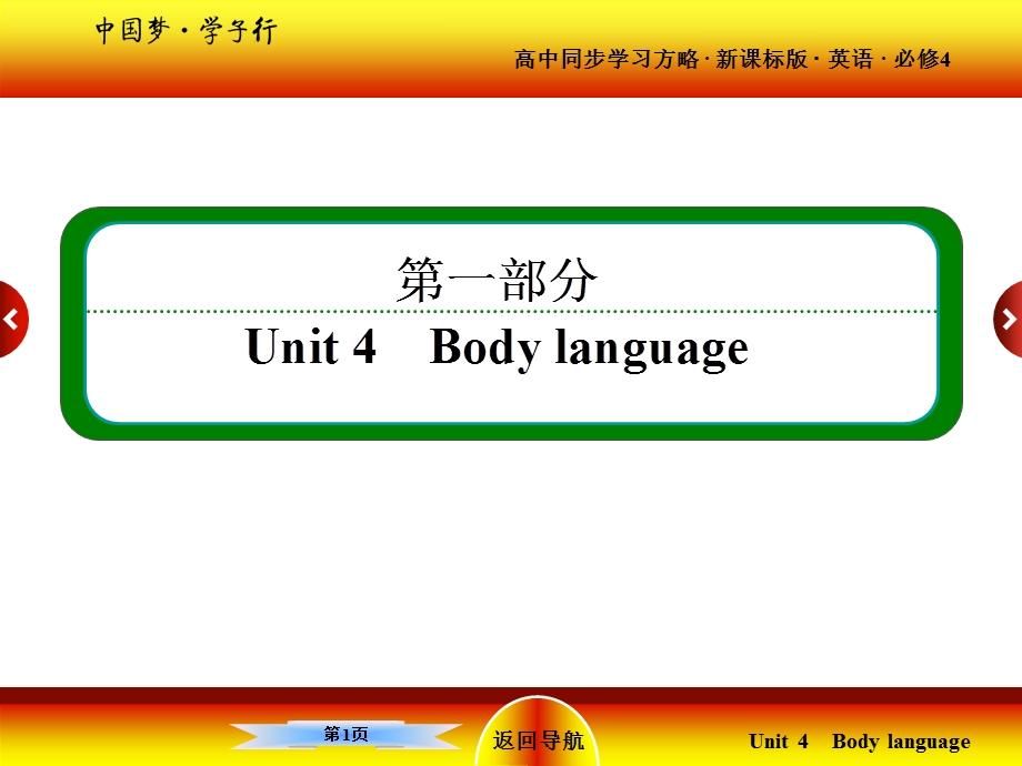 2015-2016学年高一英语人教版必修4课件：UNIT 4 BODY LANGUAGE PART 3 .ppt_第1页