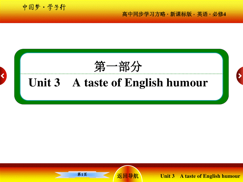 2015-2016学年高一英语人教版必修4课件：UNIT 3 A TASTE OF ENGLISH HUMOUR PART 1 .ppt_第1页