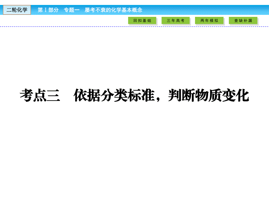 2017届高考化学大二轮复习与测试课件 第Ⅰ部分 专题突破教学案专题一 屡考不衰的化学基本概念 第1讲 考点3 .ppt_第1页