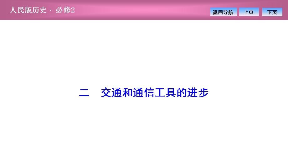 2020-2021学年人民版历史必修2课件：专题四 二　交通和通信工具的进步 .ppt_第1页