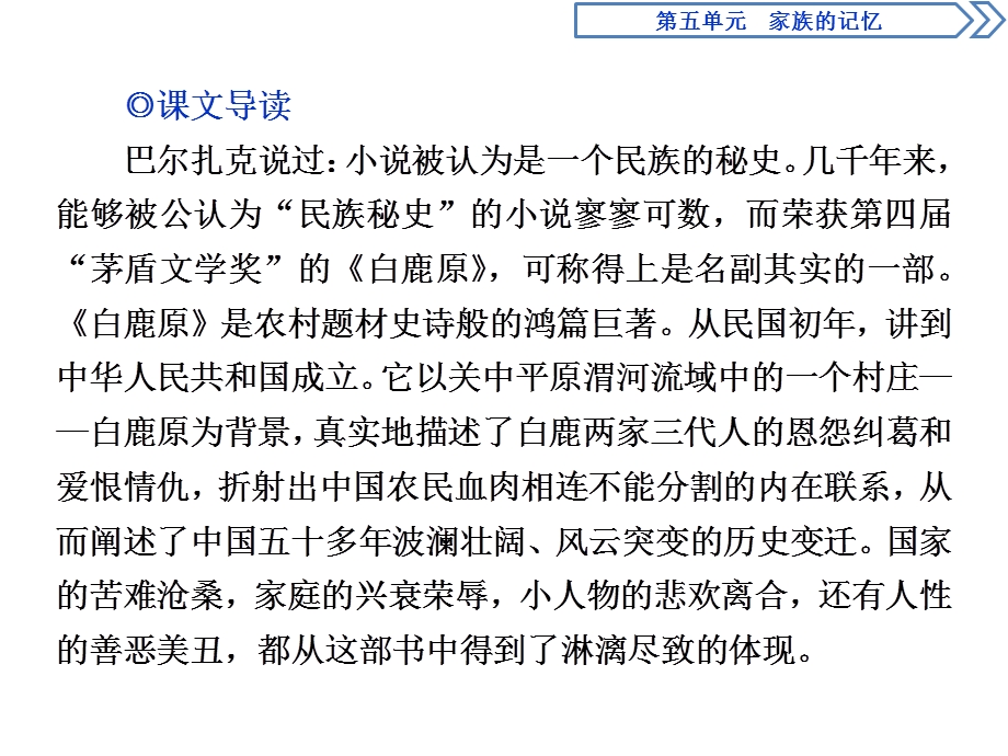 2019-2020学年人教版高中语文选修中国小说欣赏课件：10　《白鹿原》——家族的学堂 .ppt_第2页