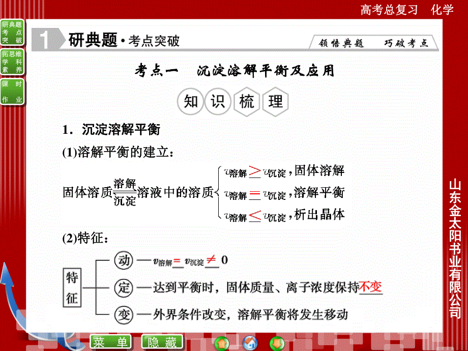 2016届高考化学总复习配套课件：8-4难溶电解质的沉淀溶解平衡.ppt_第2页