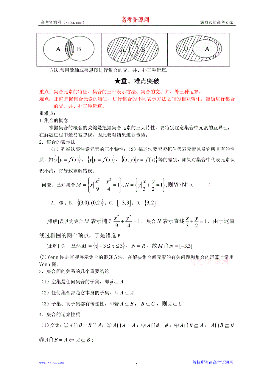 [原创]2012年高三数学一轮复习资料第一章 集合与函数概念第一讲 集合.doc_第2页