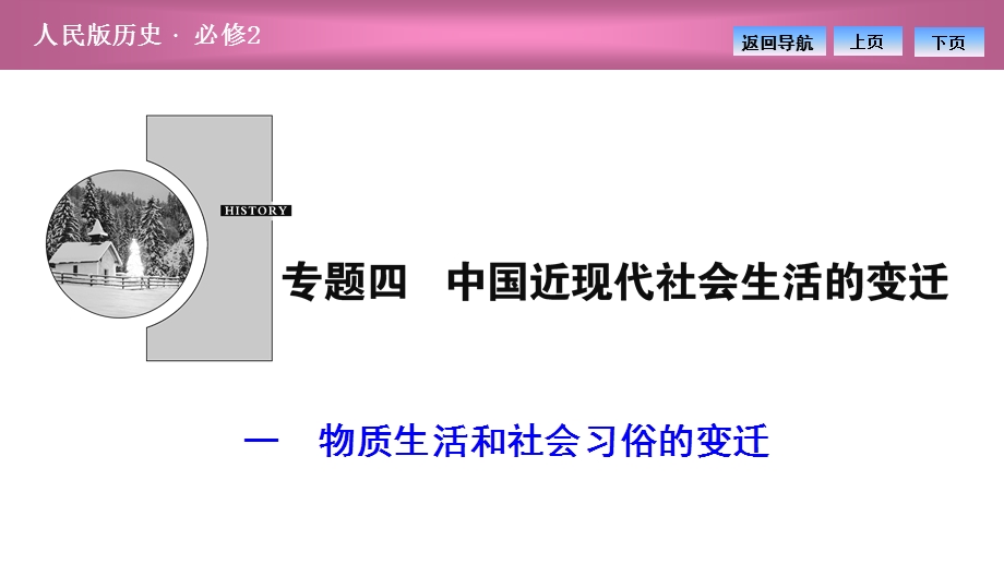 2020-2021学年人民版历史必修2课件：专题四 一　物质生活和社会习俗的变迁 .ppt_第1页