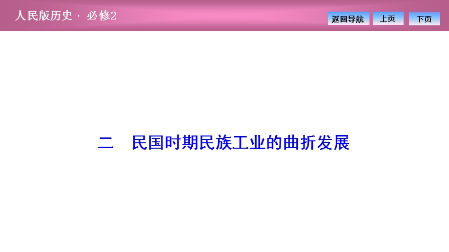 2020-2021学年人民版历史必修2课件：专题二 二　民国时期民族工业的曲折发展 .ppt_第1页