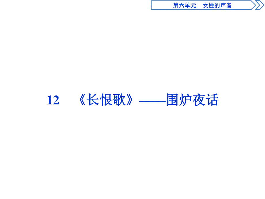 2019-2020学年人教版高中语文选修中国小说欣赏课件：12　《长恨歌》——围炉夜话 .ppt_第1页