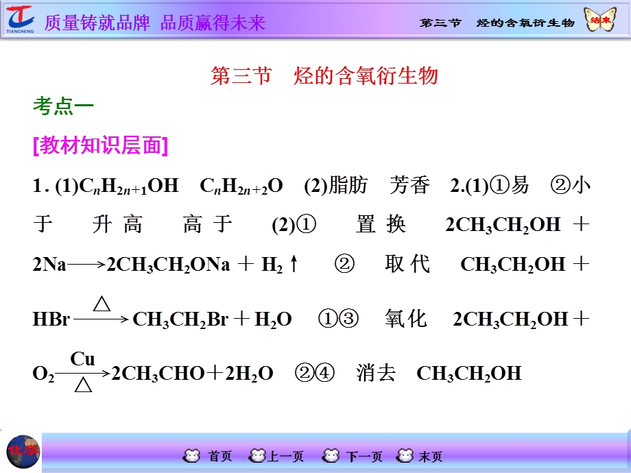 2016届高考化学第一轮复习课件：第三节 烃的含氧衍生物 习题讲解.ppt_第1页