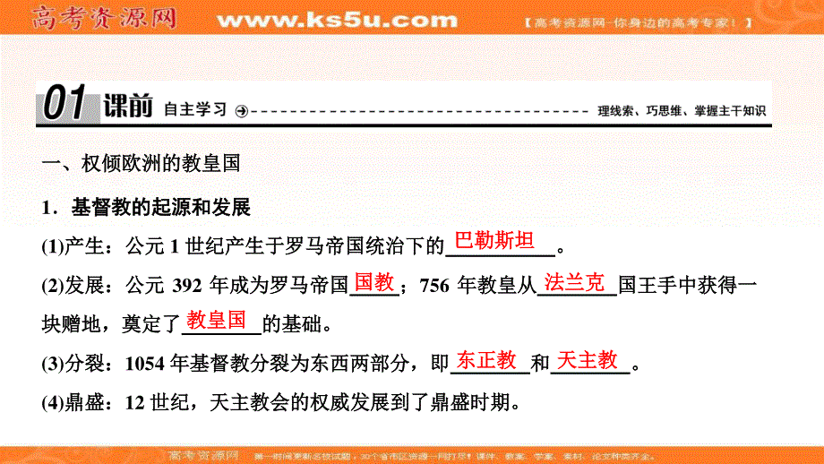 2020-2021学年人民版历史选修1课件：专题五 一　“神圣的中心组织”——天主教 .ppt_第3页