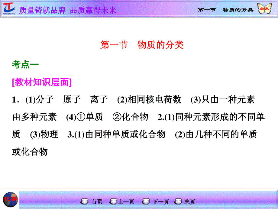 2016届高考化学第一轮复习课件：第一节 物质的分类 习题讲解.ppt_第1页