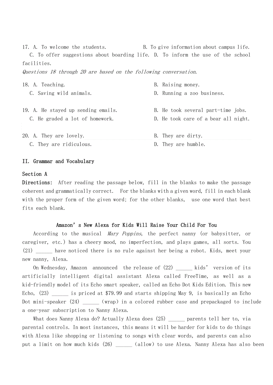 上海市嘉定区封浜高中2019-2020学年高二英语下学期期末考试试题.doc_第3页