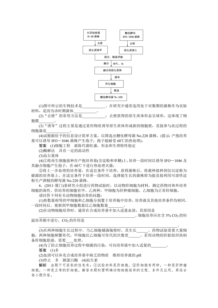[原创]2012新课标高考总复习课堂强化训练：选修三 细胞工程（人教版）.doc_第3页