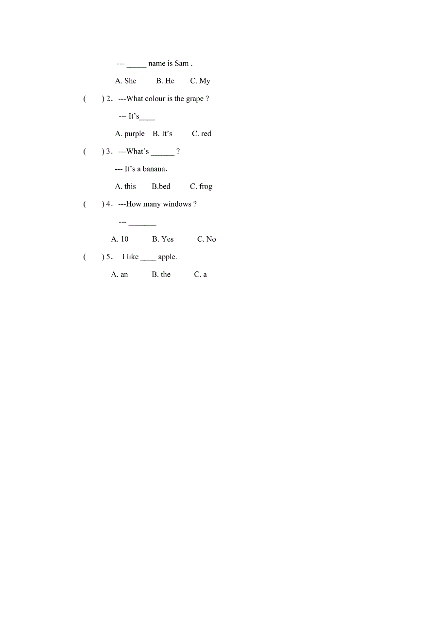 一年级英语上册 Unit 6《Fruit》Lesson 4习题 人教新起点.doc_第2页