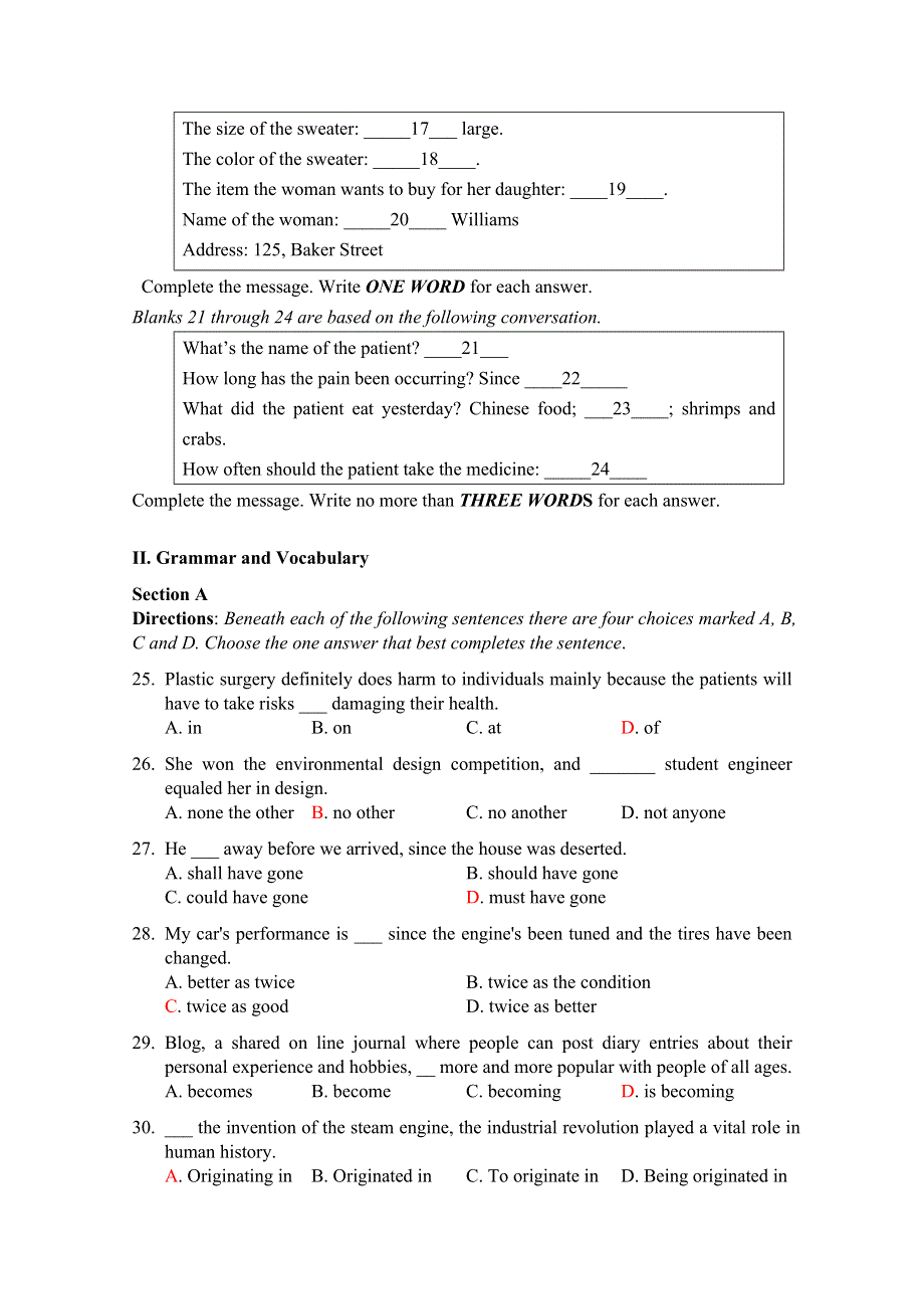 上海市复兴高级中学2012届高三第2次综合练习 英语试题.doc_第3页