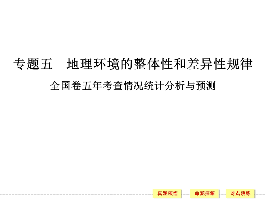 2017届高考地理二轮复习（全国通用）课件 第二部分 二轮专题突破 专题五　地理环境的整体性和差异性规律 考点一 .ppt_第1页