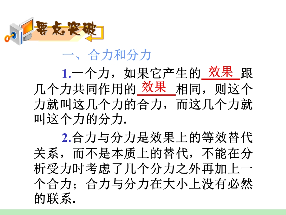 2013届高三物理鲁科版一轮复习课件：第2章第3讲 力的合成与分解.ppt_第2页