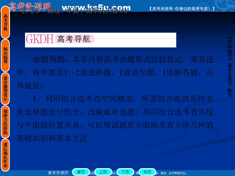 [原创]2012高考数学复习第九章直线、平面、简单几何体（A）9(A)-1.ppt_第2页