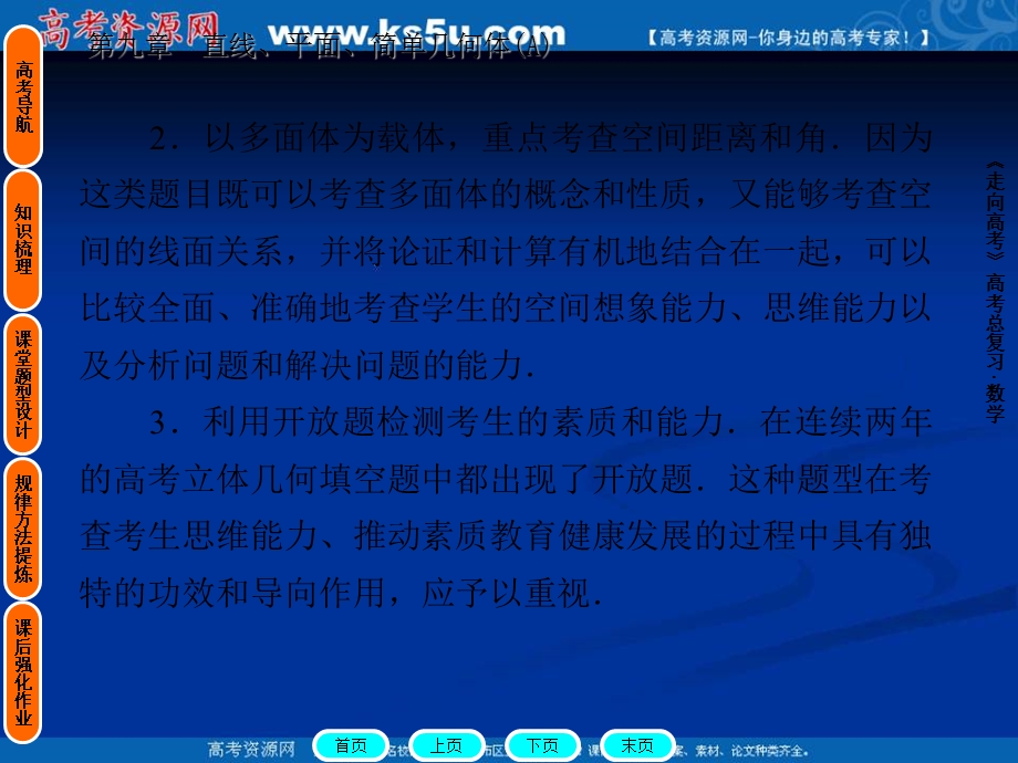 [原创]2012高考数学复习第九章直线、平面、简单几何体（A）9(A)-1.ppt_第3页