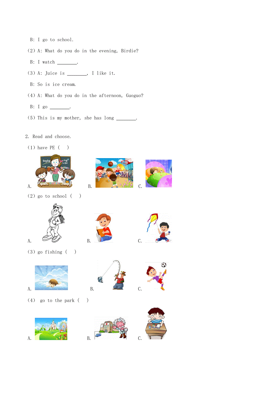 一年级英语下册 Unit 2 What do you do Lesson 8学案（无答案） 北京版.docx_第2页