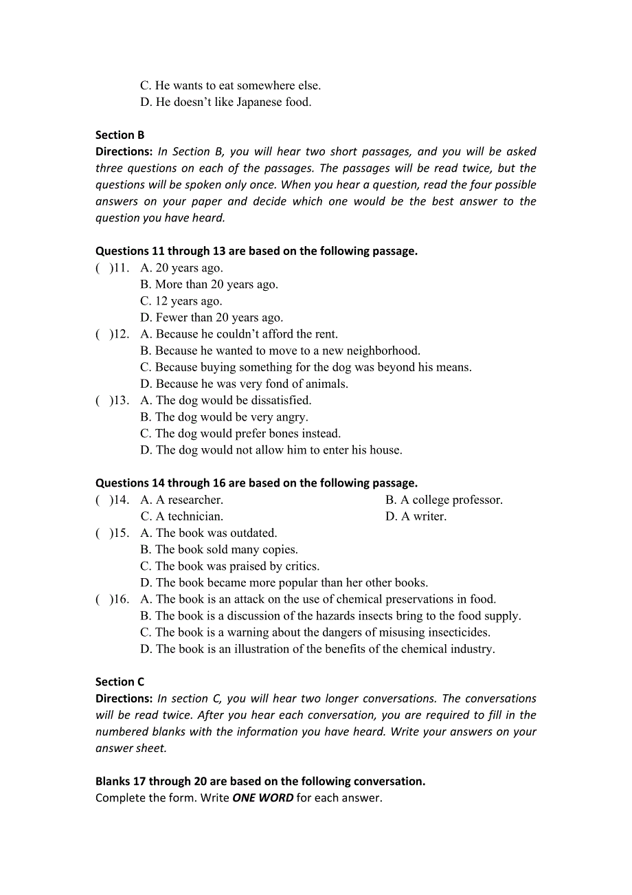 上海市复旦附中2015届高三第二学期第二次综合测试英语试题 WORD版含解析.doc_第2页