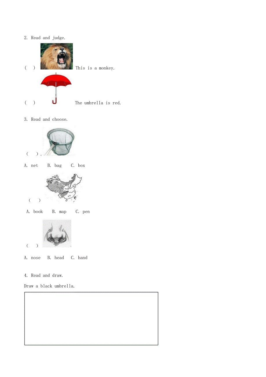 一年级英语下册 Unit 3 What color is your bag Lesson 10学案（无答案） 北京版.docx_第3页