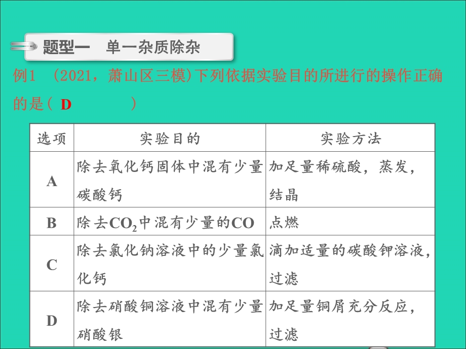 2022中考化学 微专题15 酸碱盐——物质的除杂（精讲本）课件.ppt_第2页