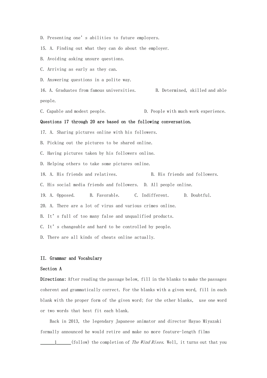 上海市奉贤中学2020-2021学年高二英语上学期12月月考试题（含解析）.doc_第3页