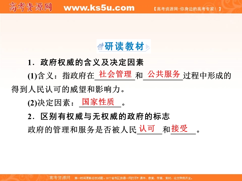 2018年政治同步优化指导（人教版必修2）课件：综合探究2 政府的权威从何而来 .ppt_第2页