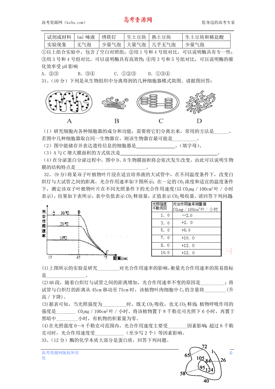 《首发》内蒙古包头三十三中2012-2013学年高一上学期期末考试理科综合生物试题 WORD版含答案.doc_第2页