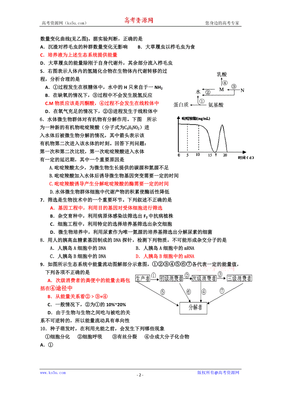 [原创]高考生物第一轮选择专题检测试题5.doc_第2页