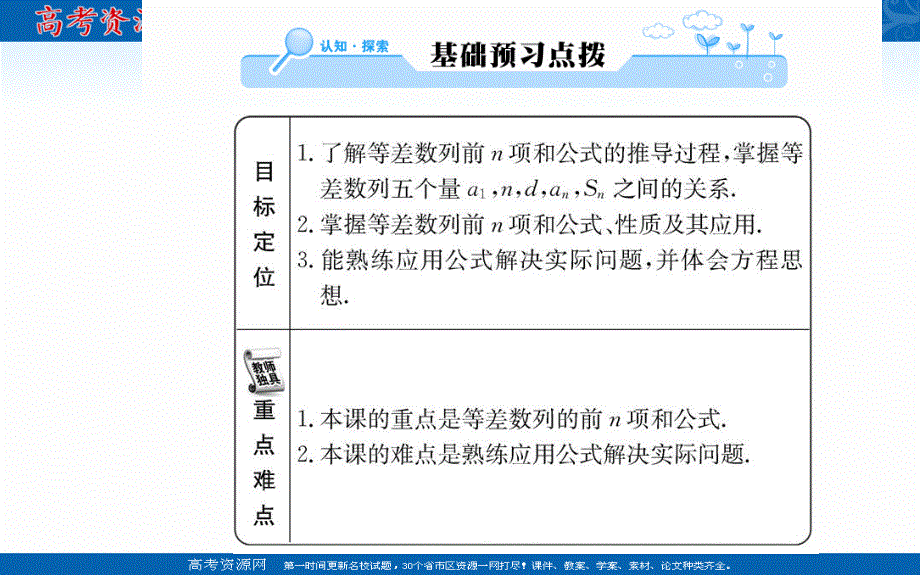 2019-2020学年数学人教A版必修5课件：2-3 等差数列的前N项和 第1课时 .ppt_第2页