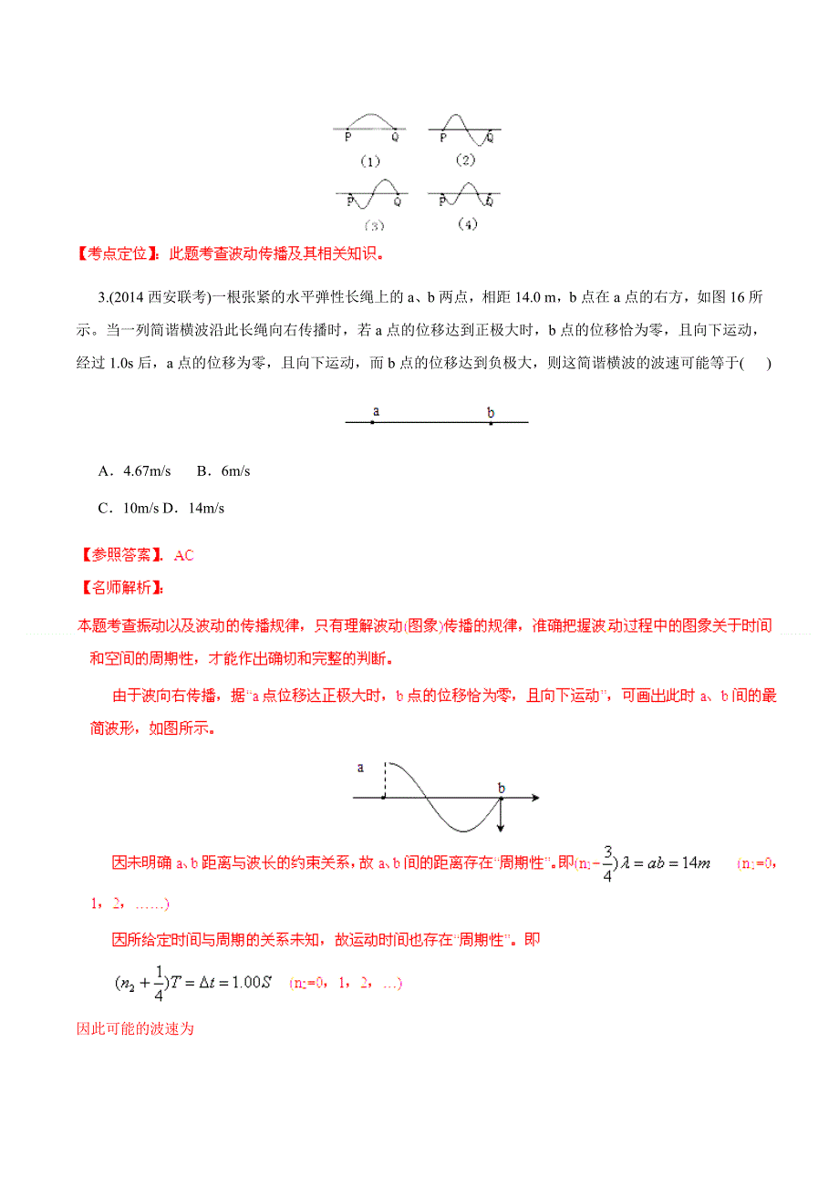 专题15 机械振动机械波-2014高考物理模拟题精选分类解析（解析版） WORD版含解析.doc_第2页