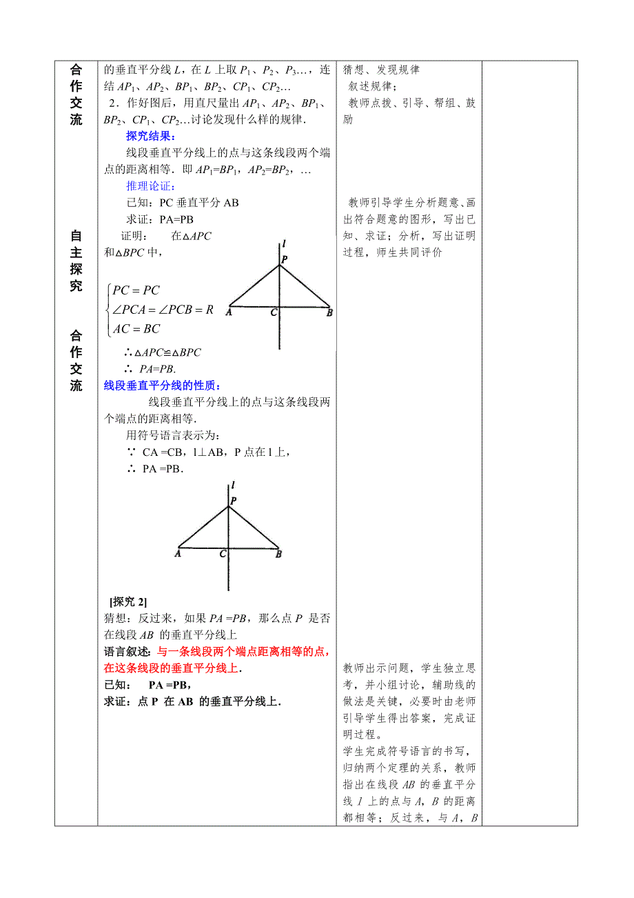 13.1.2（1）线段的垂直平分线的性质 教案.doc_第2页