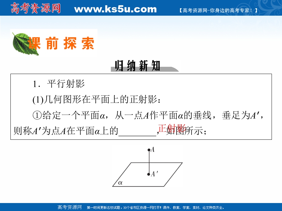 2019-2020学年数学人教A版选修4-1课件：第3讲 第1课时平行射影、平面与圆柱面的截线 .ppt_第3页